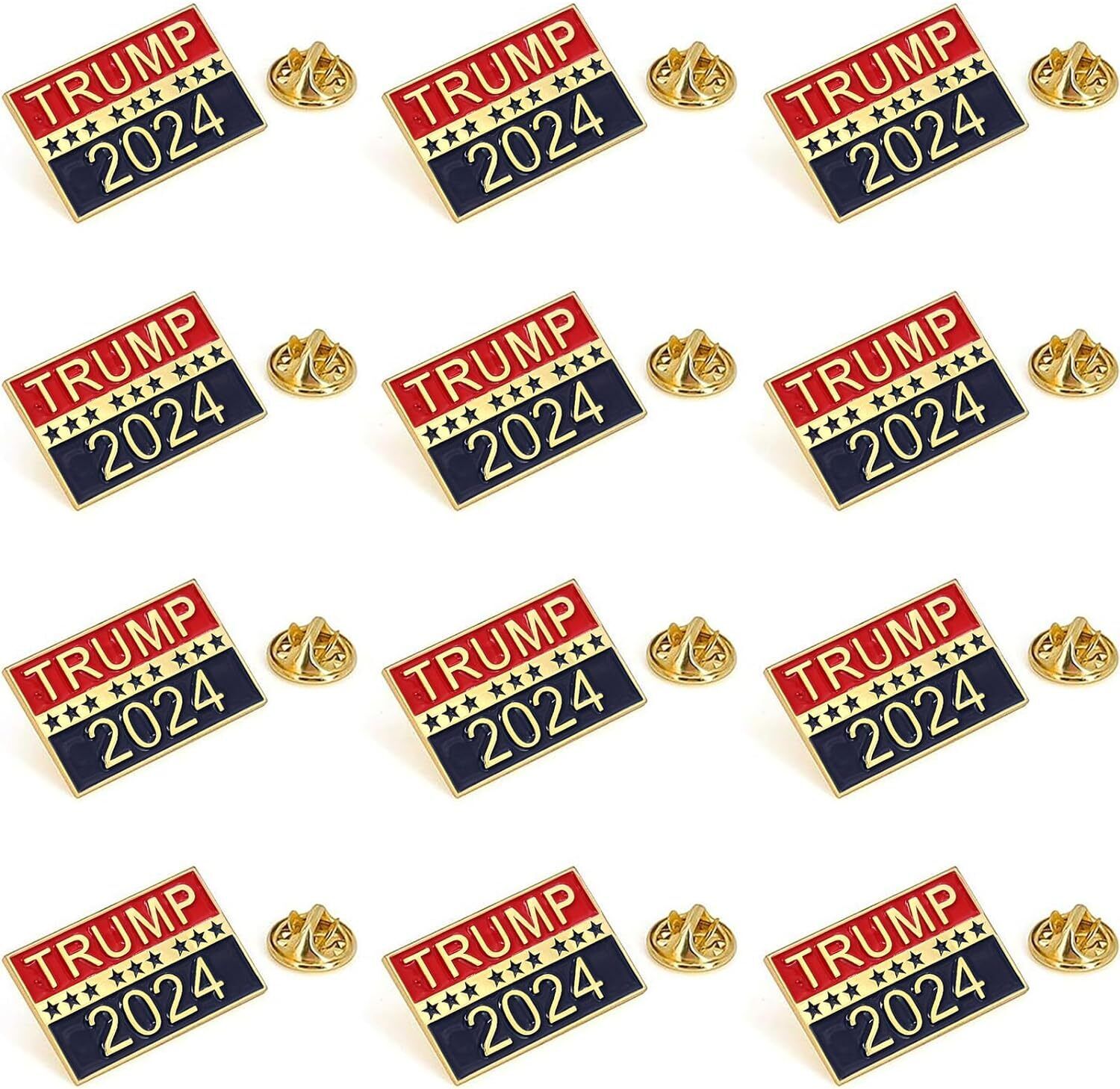 12 pcs - Donald Trump Pins Trump Lapel for 2024 Elections President BUTTON gift