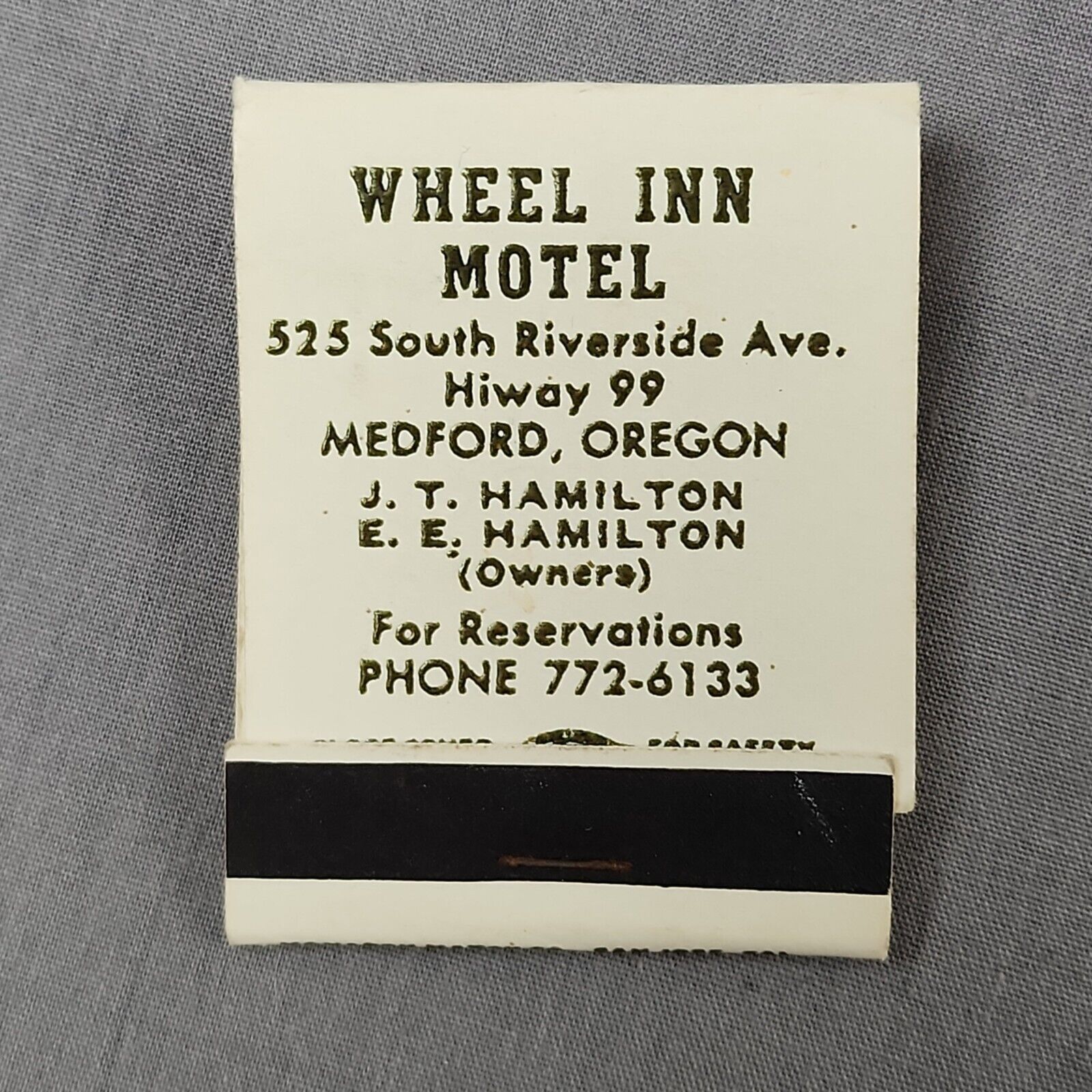 Wheel Inn Motel Matchbook Medford Oregon Unstruck Front Strike Vintage 