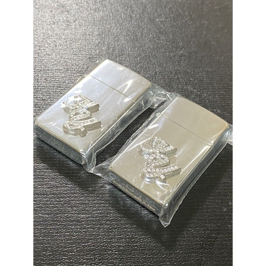 Zippo Silver Metal Swarovski 2 Pieces Limited Edition Made In 2004