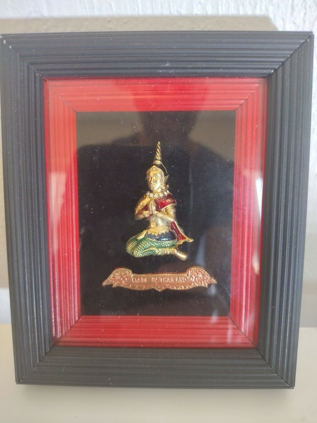 Vintage Thailand Small Framed Art on Metal Wall Hanging Hindu