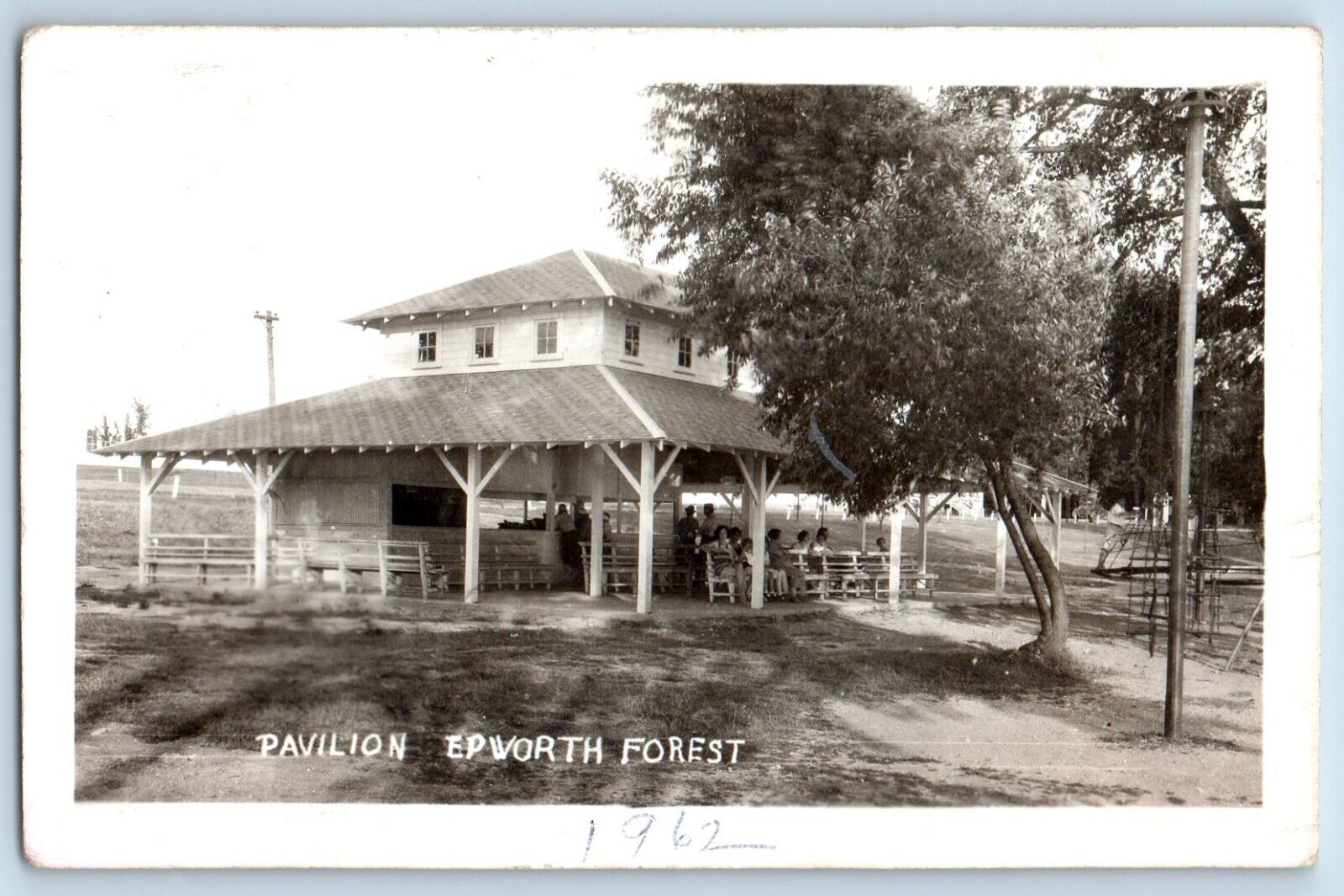 Leesburg Indiana IN Postcard RPPC Photo Pavilion Epworth Forest 1949 Vintage