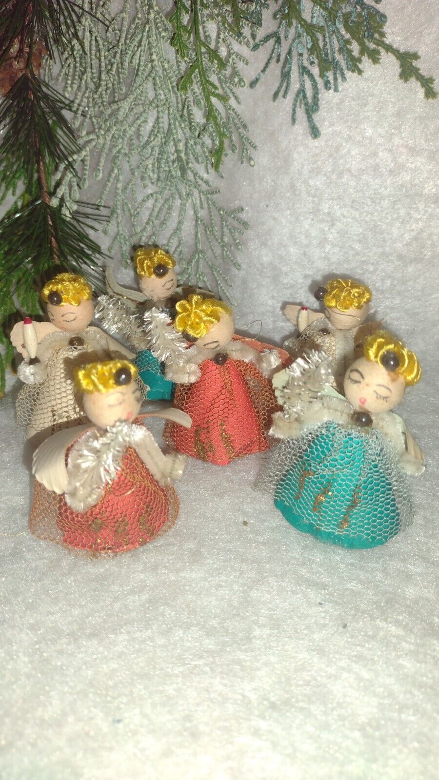 6 ~ Vintage MCM Miniature Christmas Angel Ornaments Decorations JAPAN 