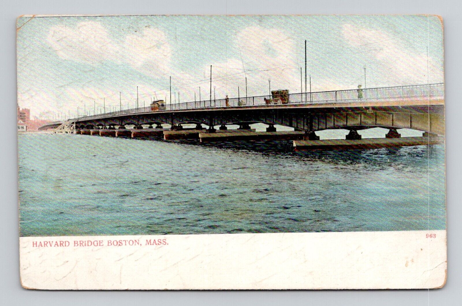 Postcard Harvard Bridge in Boston Massachusetts MA, Antique G16