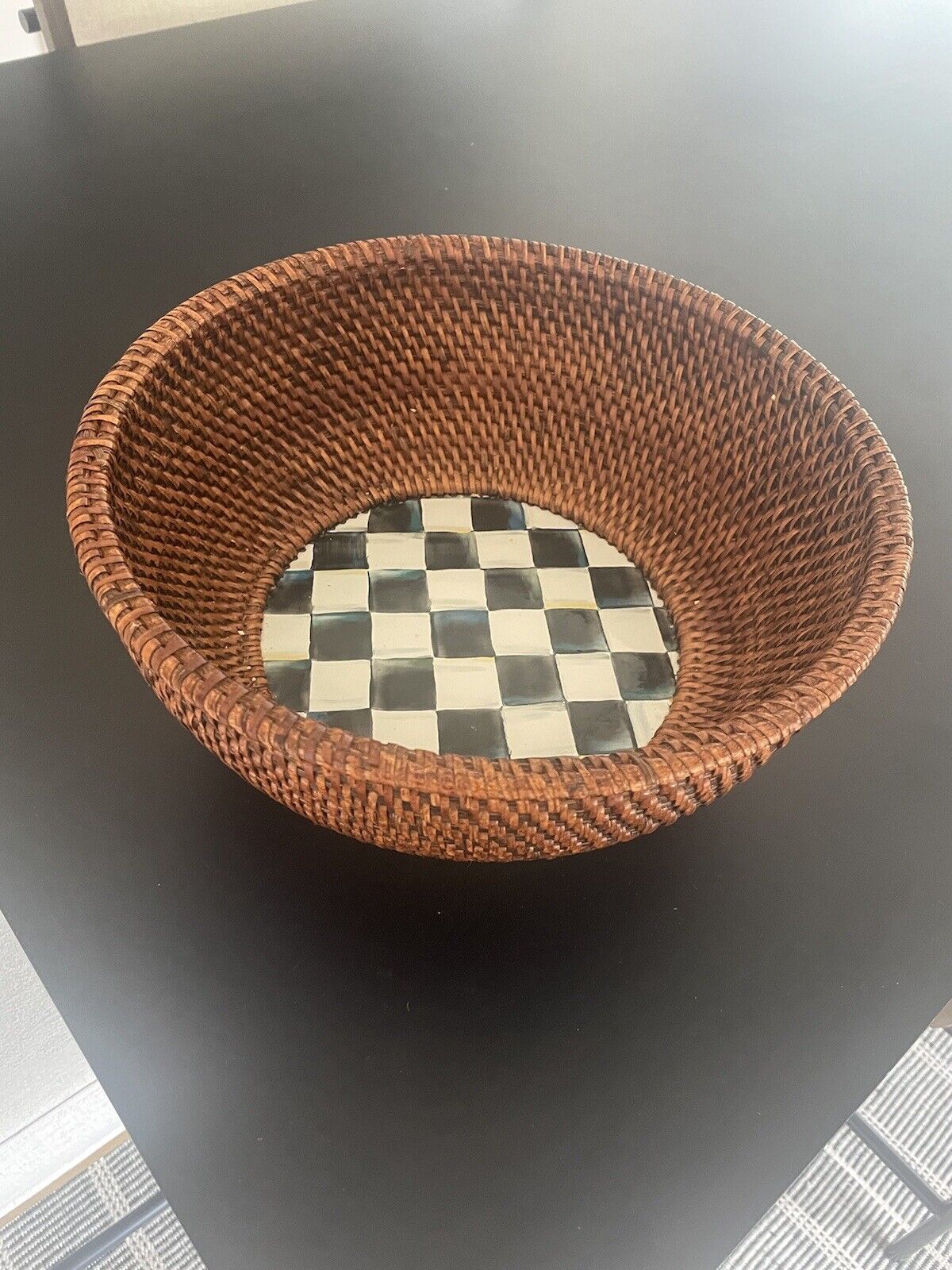 MACKENZIE CHILDS | NEW Large *Retired* Rattan Enamel Bowl COURTLY CHECK