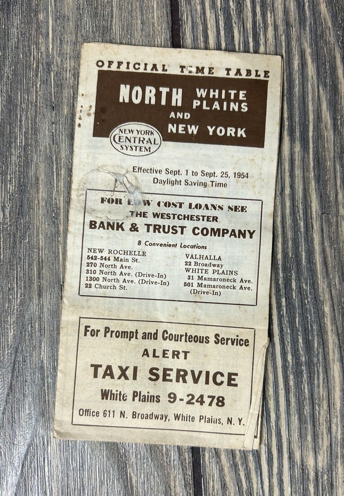 Vintage Sept 1 To 25 1954 North White Plains And New York New York Central 