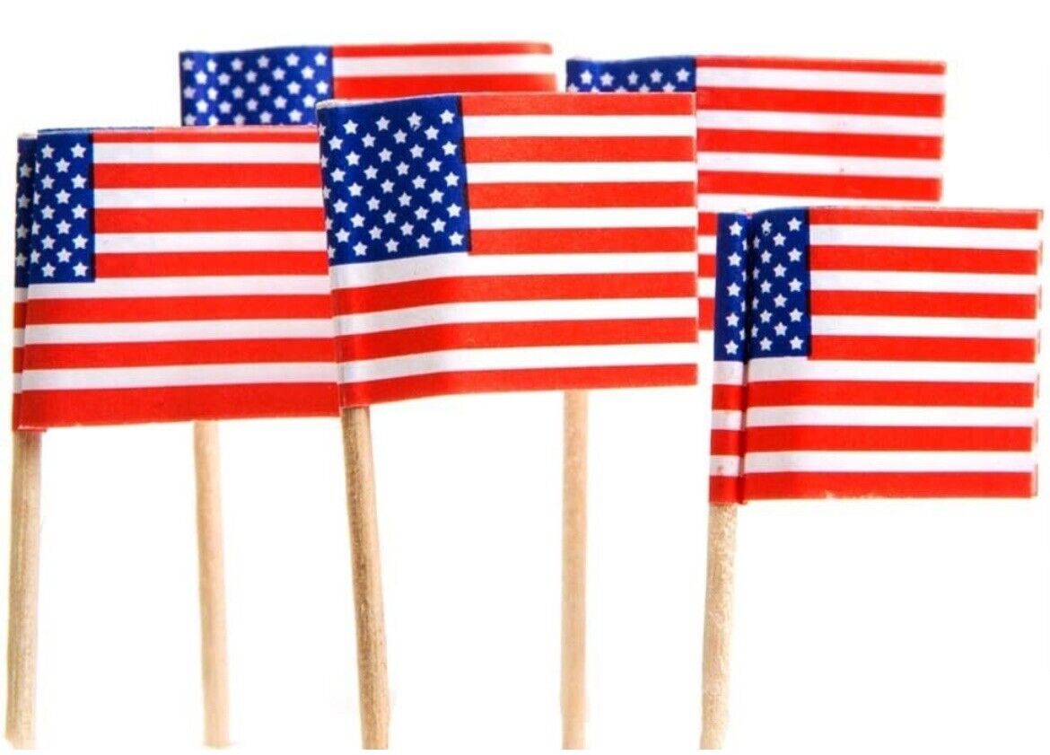 U.S. Toy Lot of 144 American Flag Patriotic Theme Food Toothpicks
