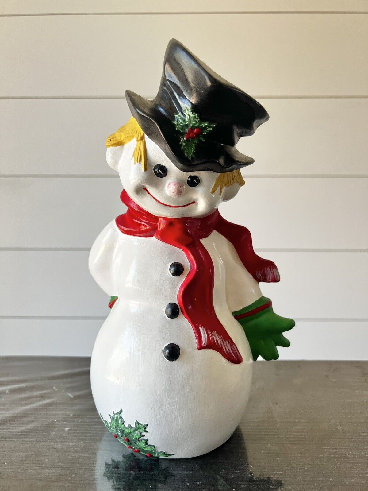 ⭐️ Vintage Handmade Ceramic Christmas Snowman Byron Mold Hand Painted and Glazed