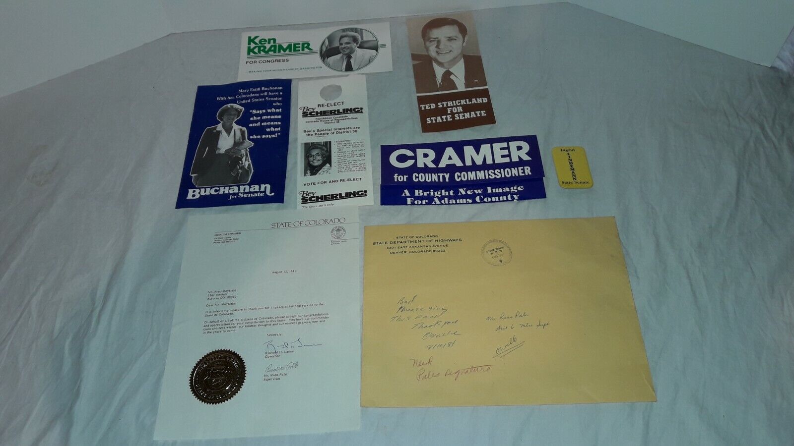 1981, Richard Lamm, Former Colorado Governor Signed Letter + Political Flyers++