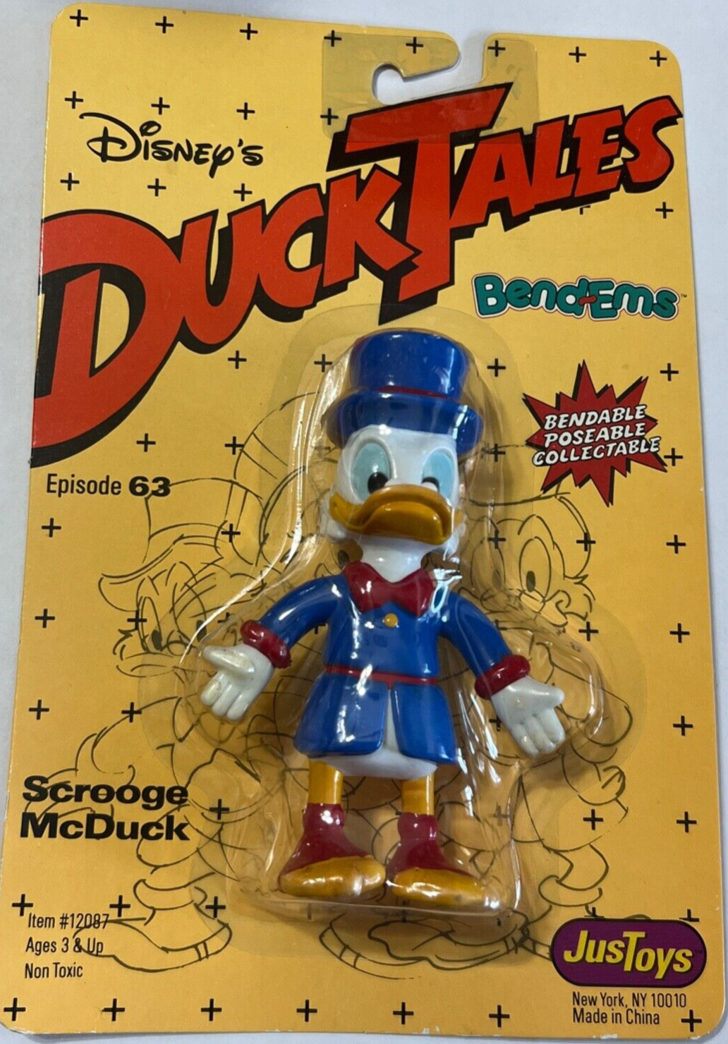 Walt Disney SCROOGE McDUCK Duck Tales Bendable Figurine~~NEW IN PACKAGE