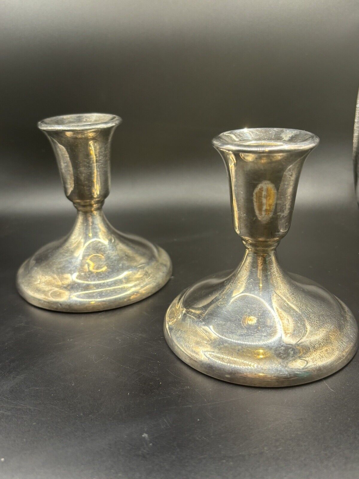 Pair Of Vintage Silver Plate Silver Candle Stick Holders