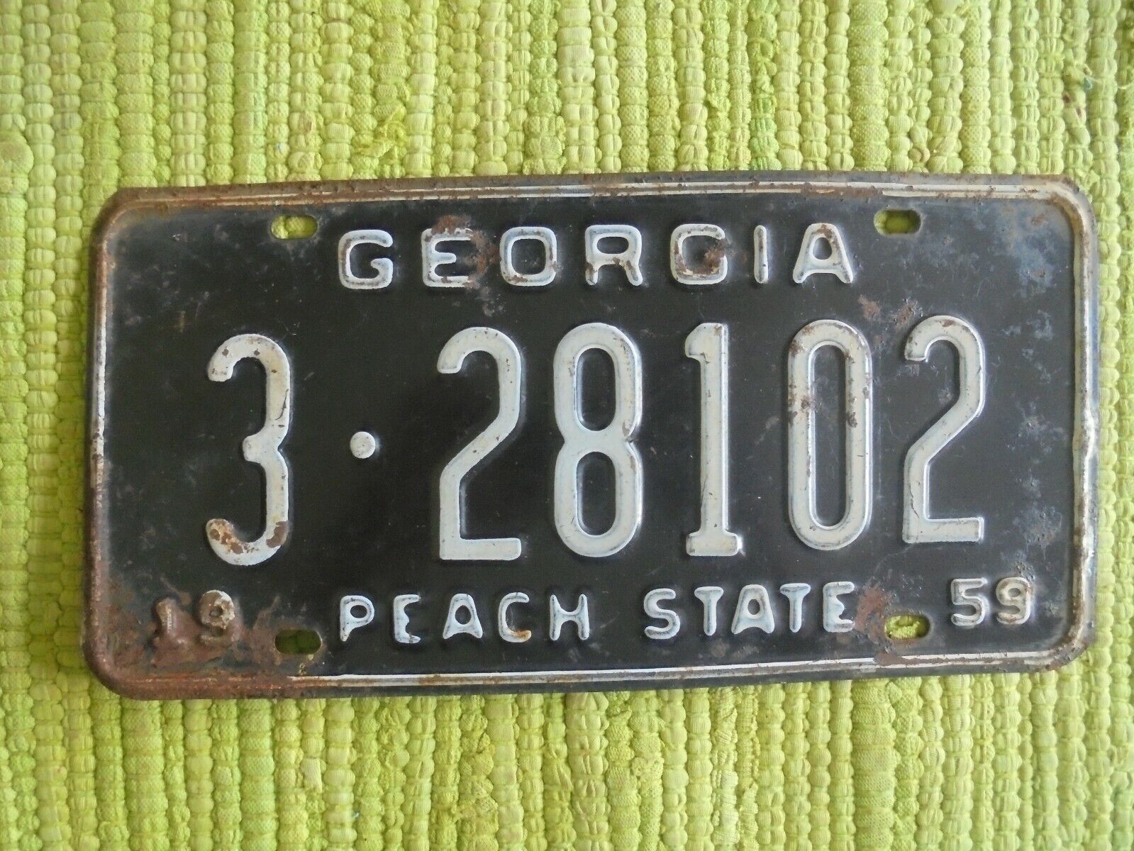1959 Georgia License Plate GA 59 Peach State Tag 3-28102