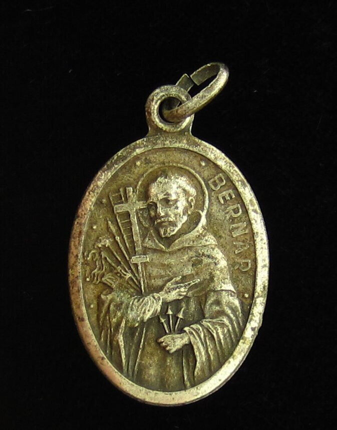 Vintage Saint Bernard Medal Religious Holy Catholic Jesus Virgin Mary