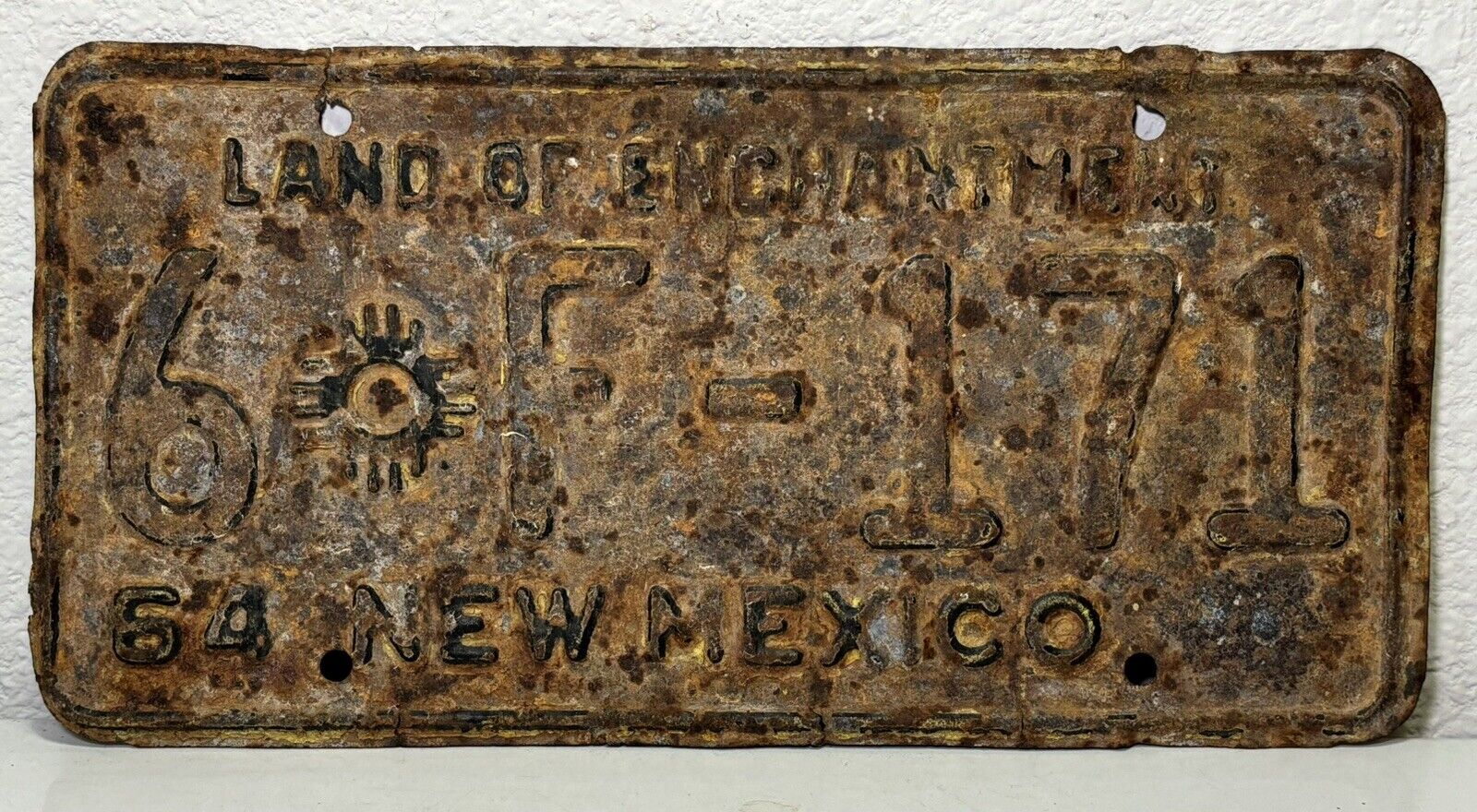 Old 64 Rat Rod Antique Muscle Car Vintage 1964 New Mexico license Plate 6 F-171