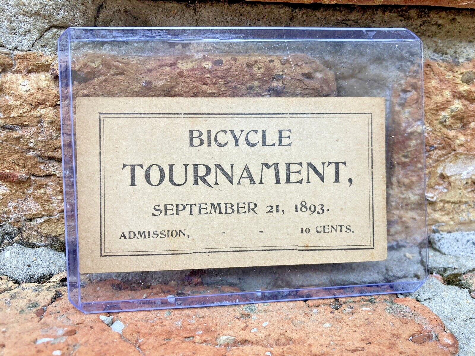ANTIQUE 1893 BICYCLE TOURNAMENT ADMISSION TICKET PERU CYCLE EXCHANGE INDIANA