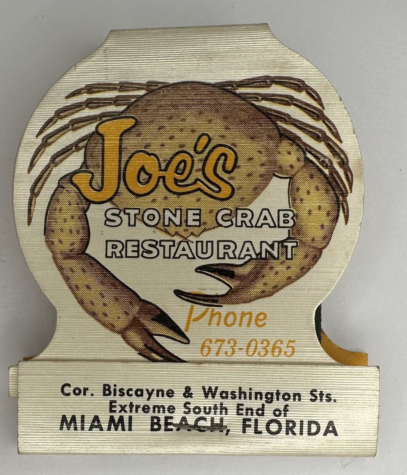 VINTAGE MATCHBOOK - Joe’s Stone Crab Restaurant / Miami Beach, FL / Full