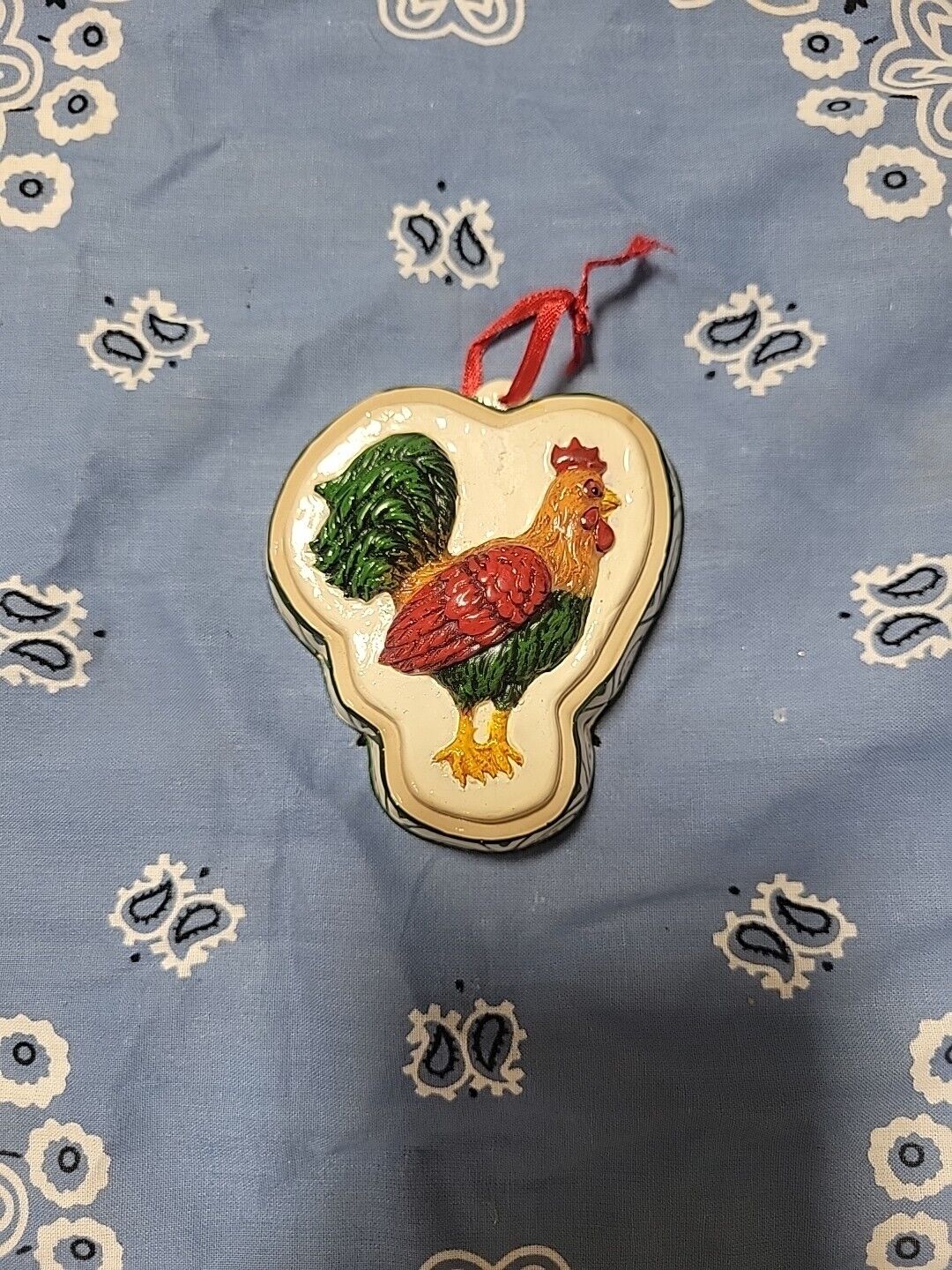 Vintage Ganz Midwest-CBK Rooster Cookie Mold Ceramic Christmas Ornament
