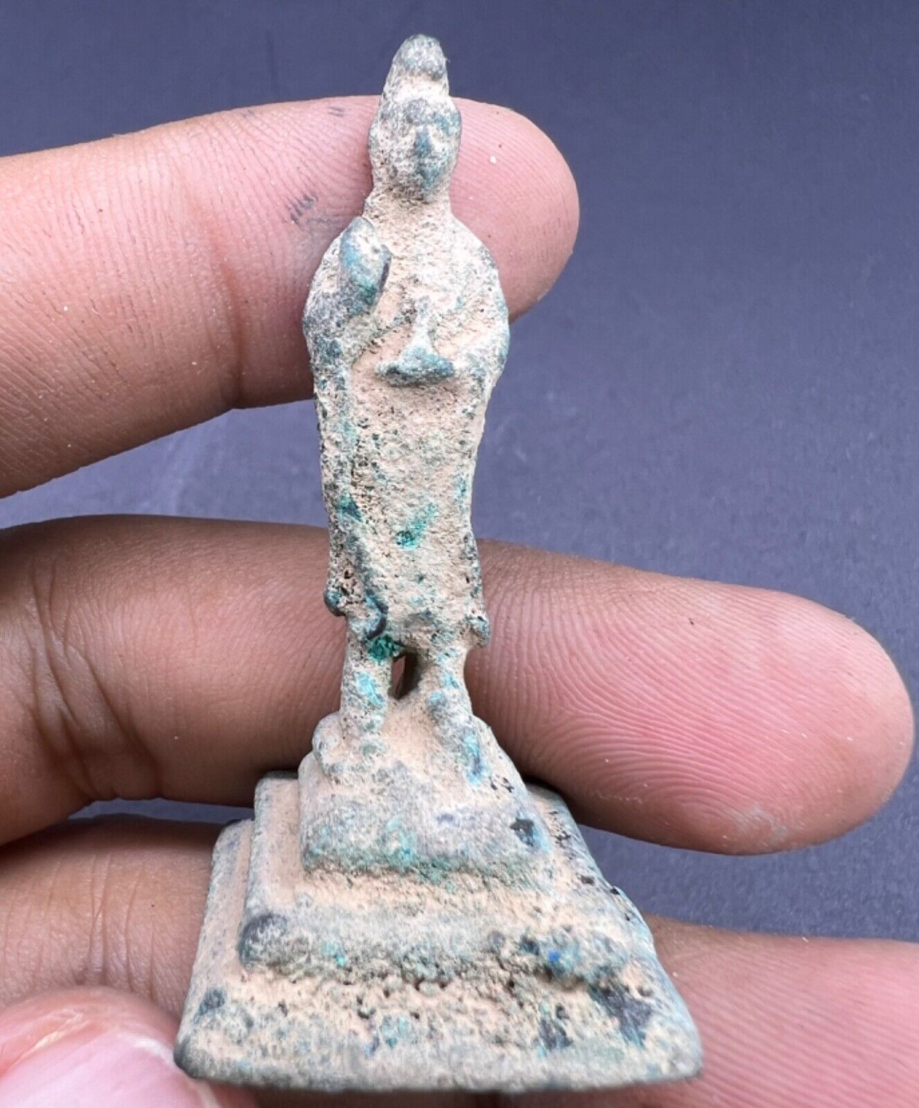 Antique Quality Rare Ancient Old Ghandhara Artifacts Bronze Small Buddha Statue