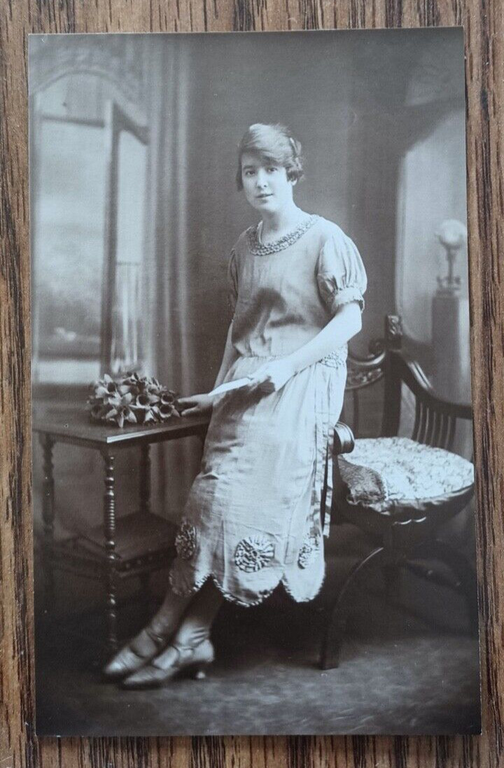 Vintage Real Photograph Post Card - Posed Picture of a Woman - UnPosted