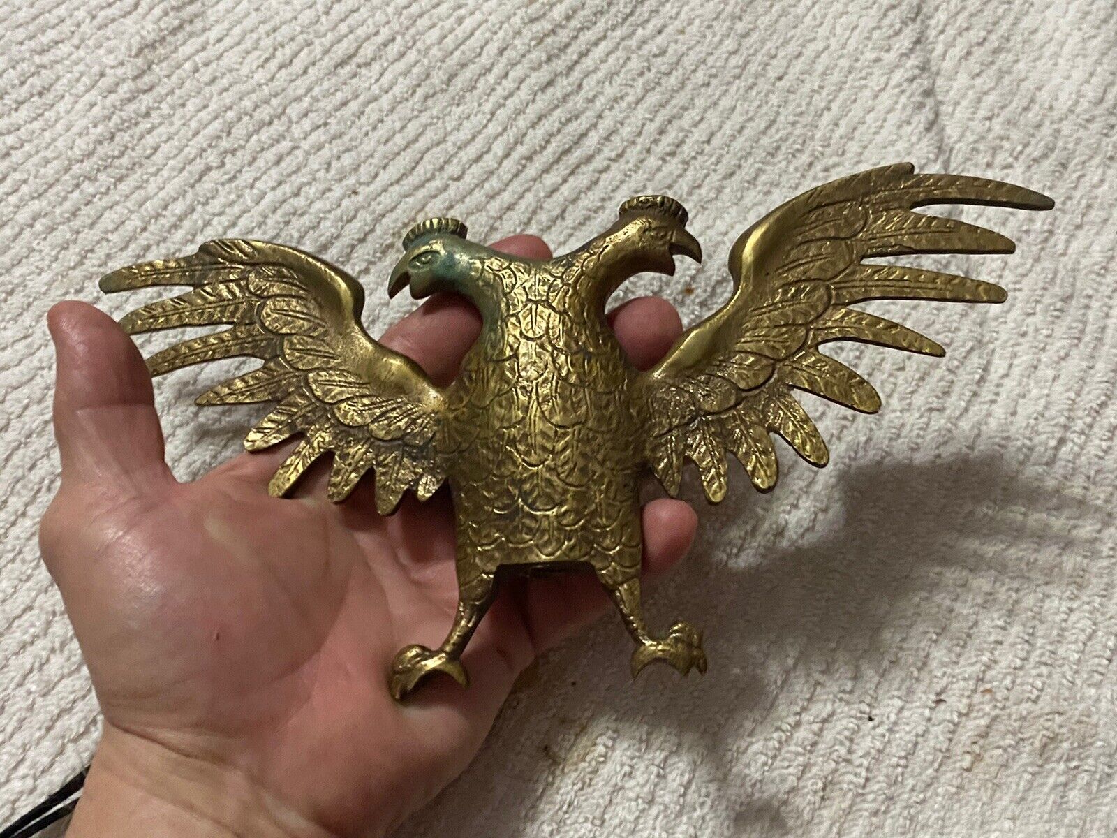 Vintage Solid Brass Russian Double Eagle Lamp Part. Rare Must See All Pics.