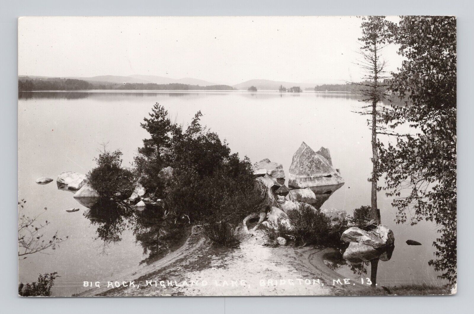 Postcard RPPC Big Rock Highland Lake Bridgton Maine