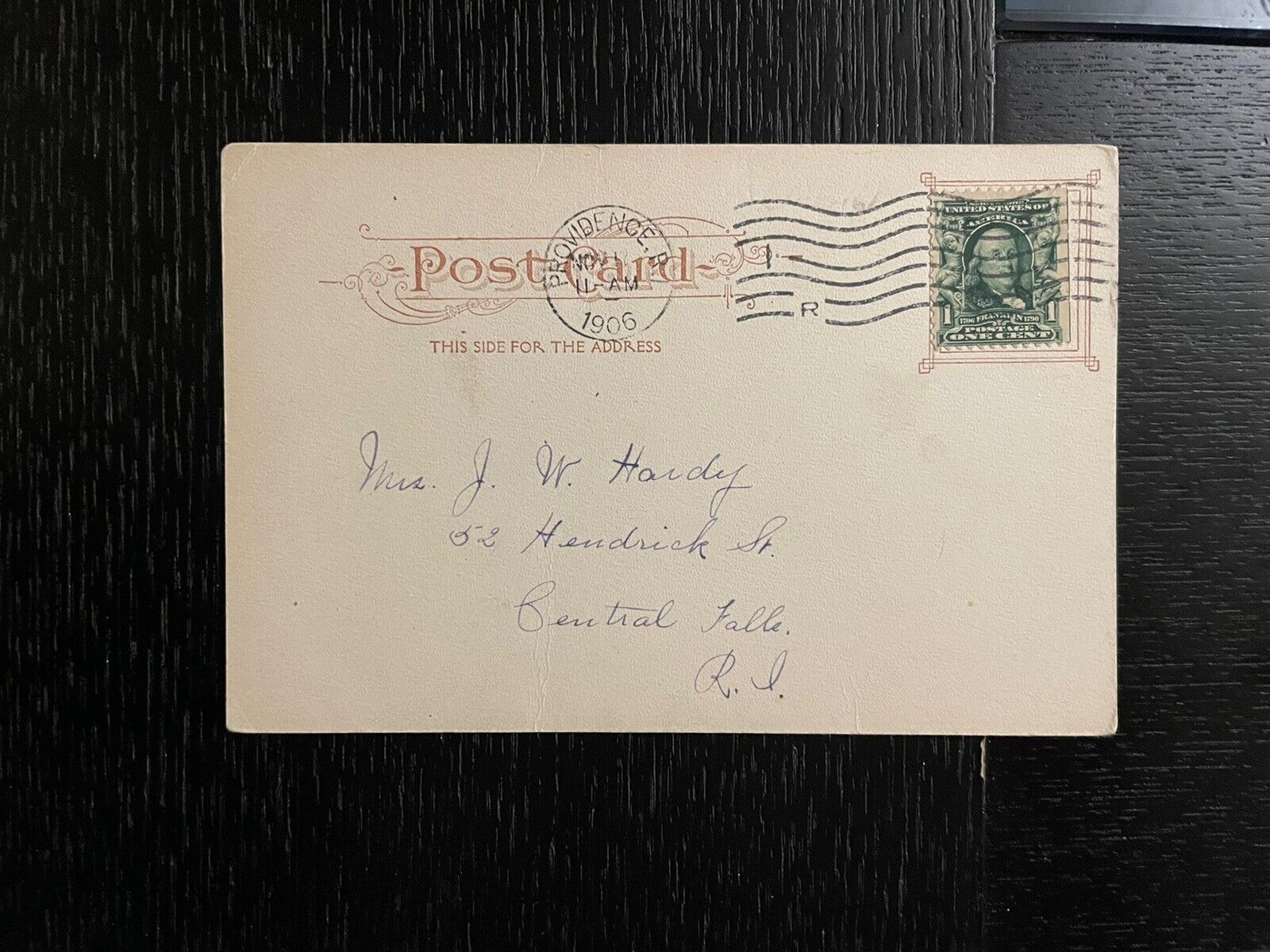 Antique Postcard Providence,RI. A 1906 View of the Hope Club, stamp and cancel
