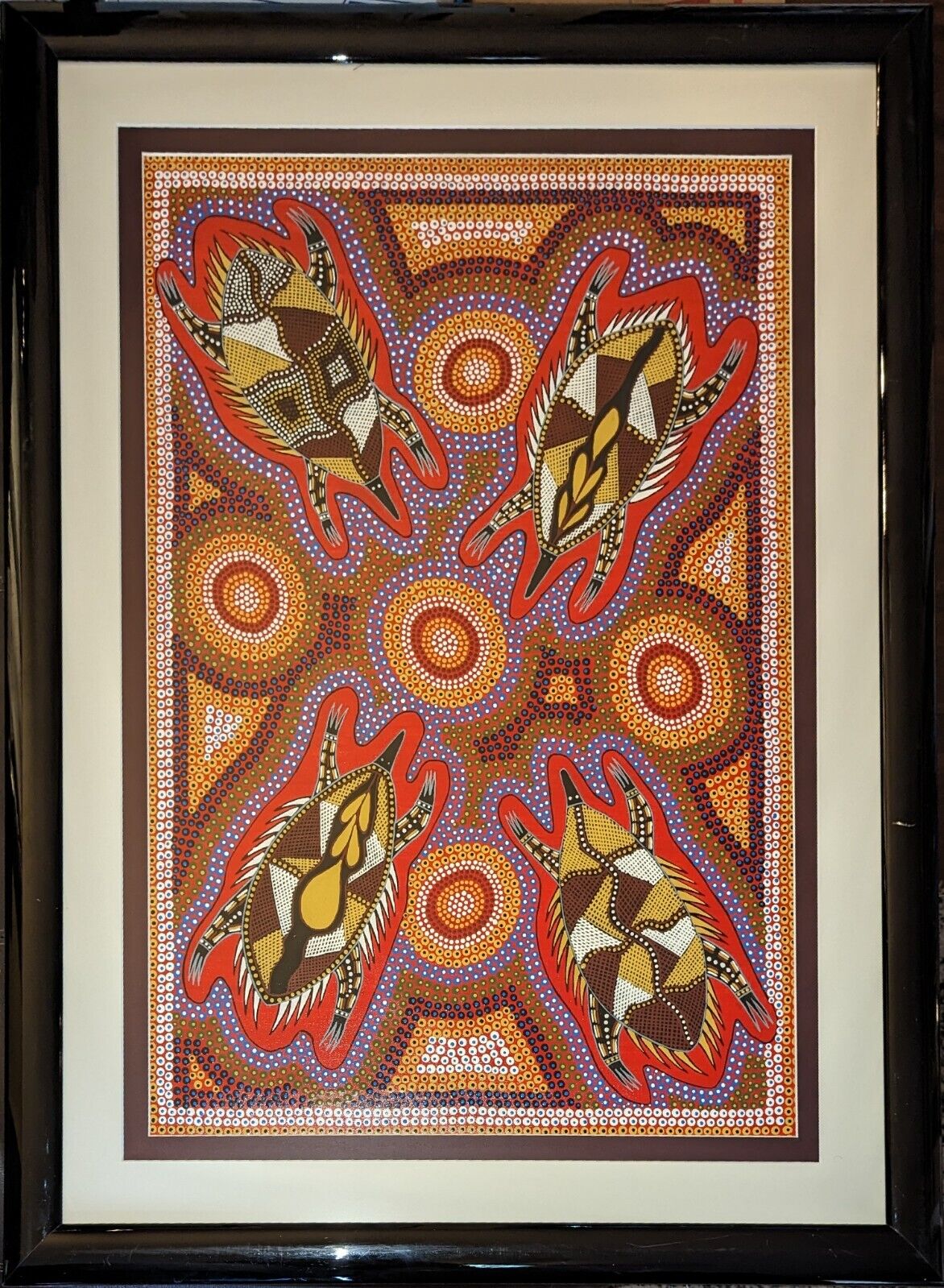 ✨ Australian Aboriginal Dot Painting Spiny Anteaters by Watson 30.5