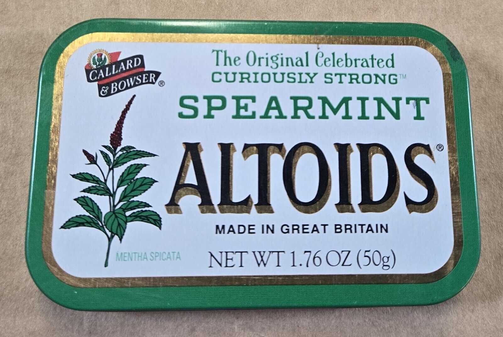 Altoids Spearmint Tin Empty Vintage Made in Great Britain Flat Top