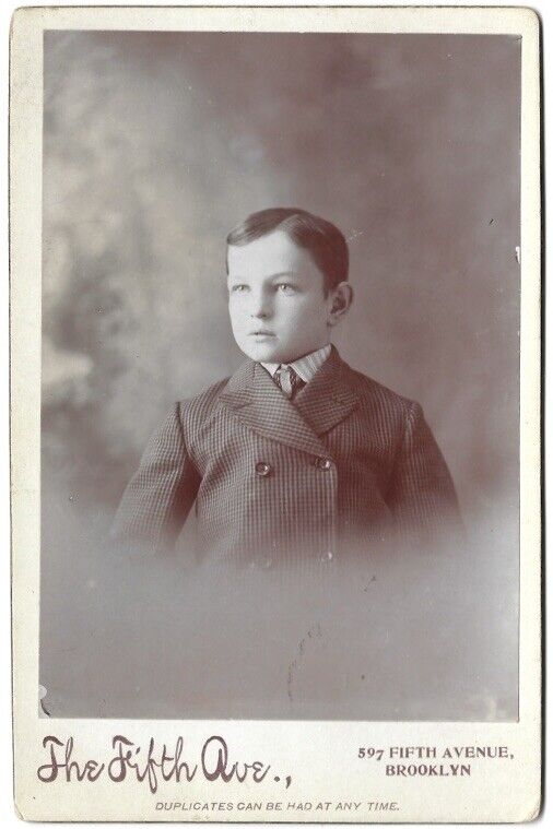c1880s Handsome Young Man Well Dressed Fifth Ave Brooklyn NY Cabinet Card