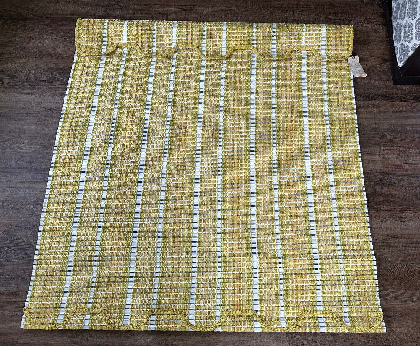 MCM Roman Shade Curtain yellow woven 60s retro blind curtain Wood 46” X 44”