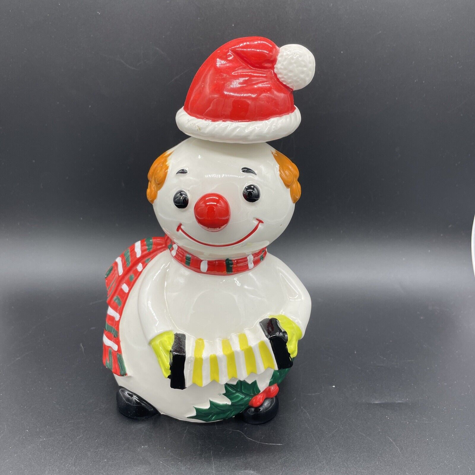 VTG Ceramic Musical Snowman With Whirling Hat Japan Berman & Anderson With Box