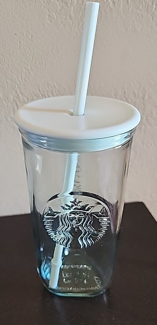 Starbucks Recycled Glass Sea Foam Mint Triangle Tumbler 16 oz Mug - Clear