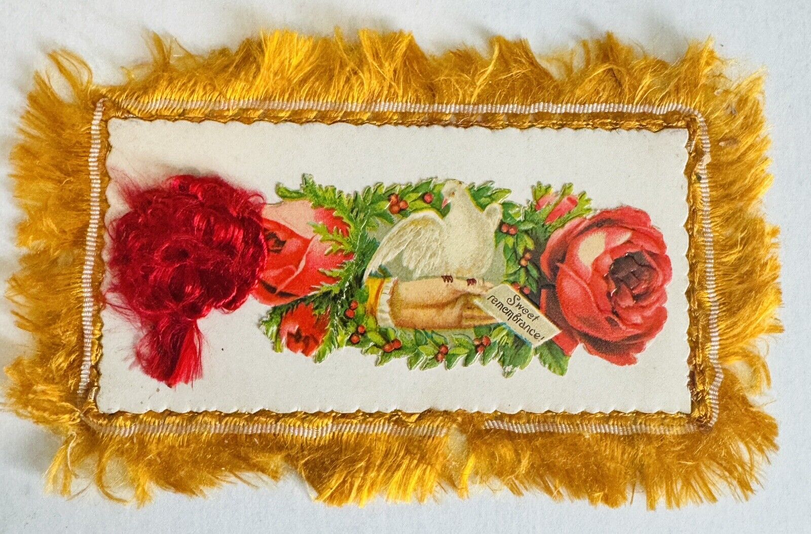Victorian Sweet Remembrance Card Funeral Momento Souvenir 1880’s Dove Trimmed
