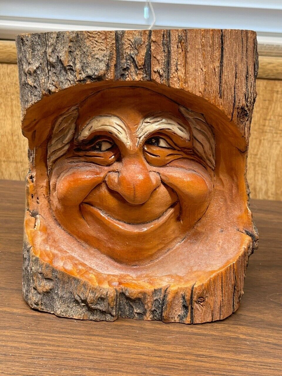 Vintage Antique German Carved Wood Log Man Bust
