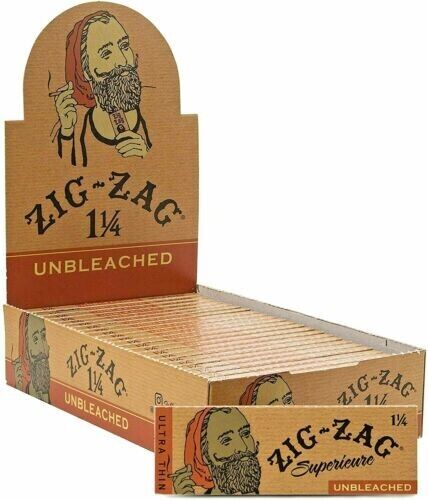 ✨FULL BOX ZIG ZAG 1 1/4 SUPERIEURE UNBLEACHED ULTRA THIN PAPER✨24 BOOKLETS😎