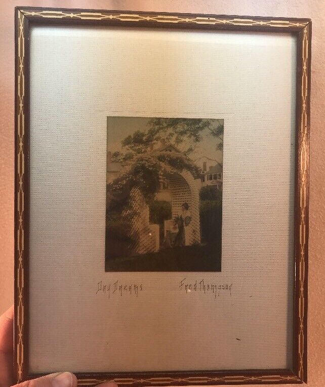Vtg 1900’s Signed FRED THOMPSON Day Dreams Victorian Paint Photograph frame Art