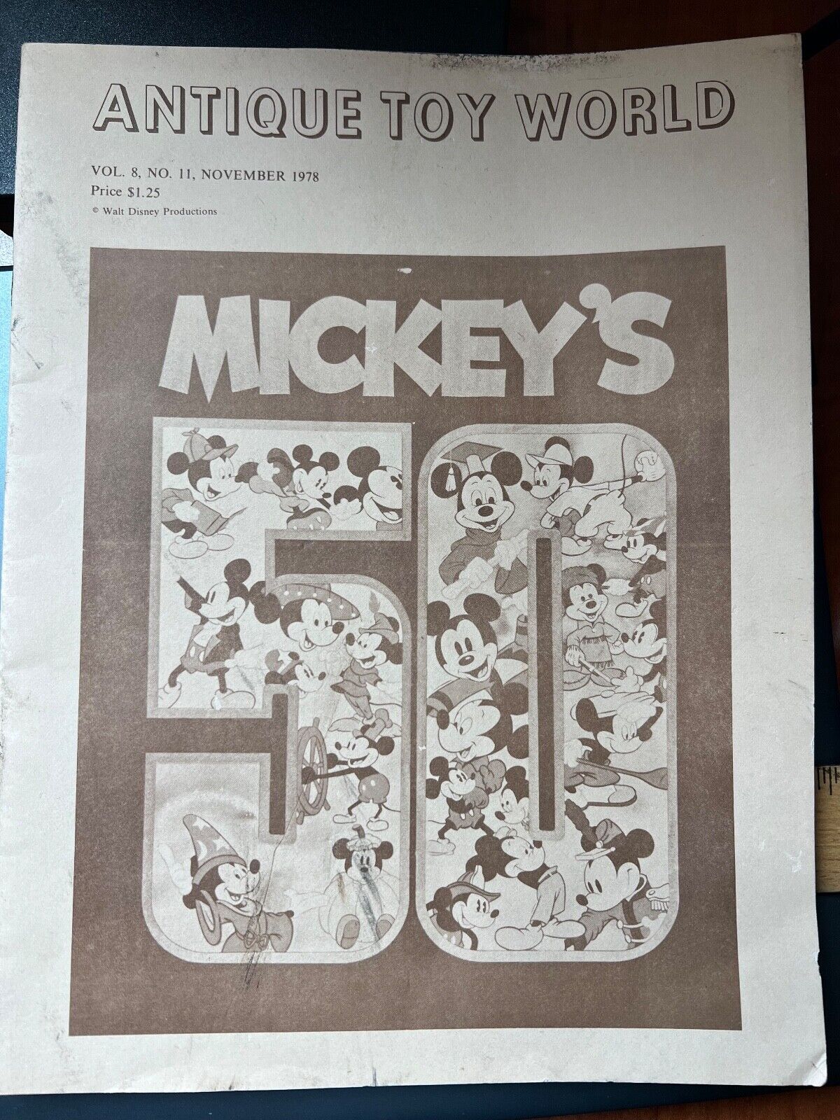 Antique Toy World Magazine November 1978 Disney Mickey Mouse 50th anniversary