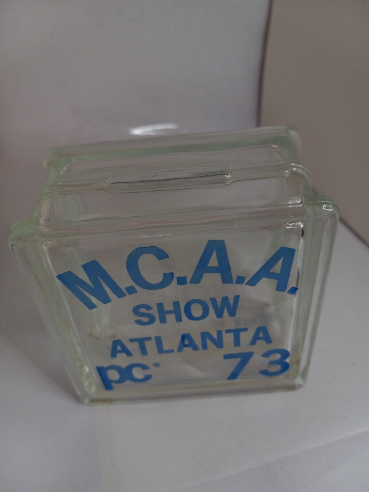 1973 Pittsburgh  Corning Glass Block Bank MCAA Show Atlanta giveaway small 3 1/4
