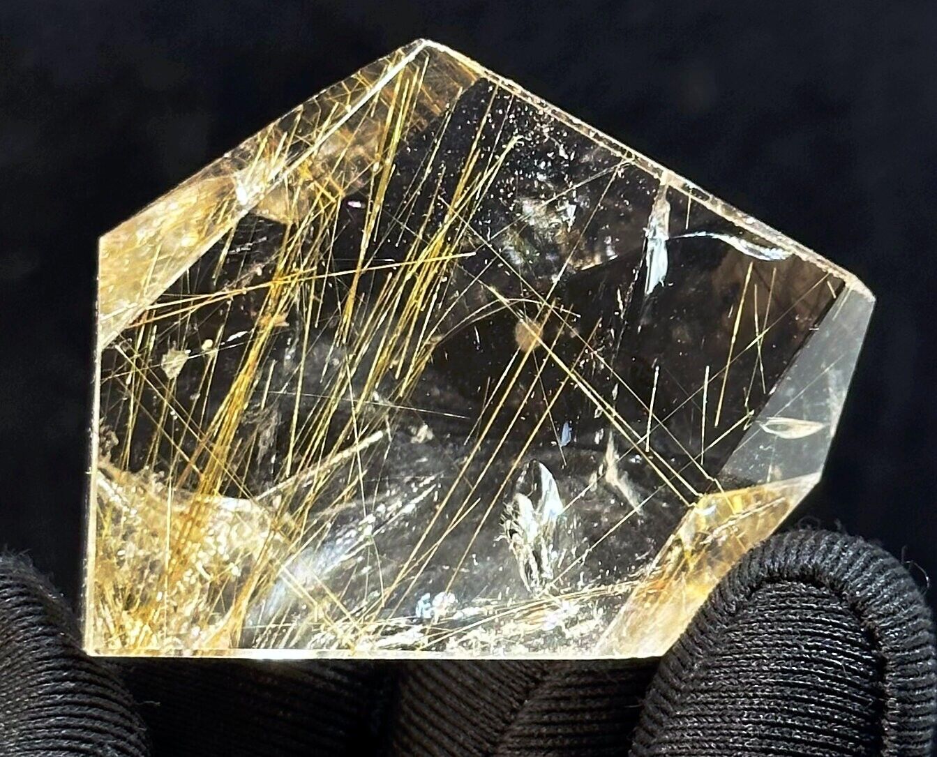 Natural beautiful golden hair rutilated quartz crystal Freeform Orbicular specim