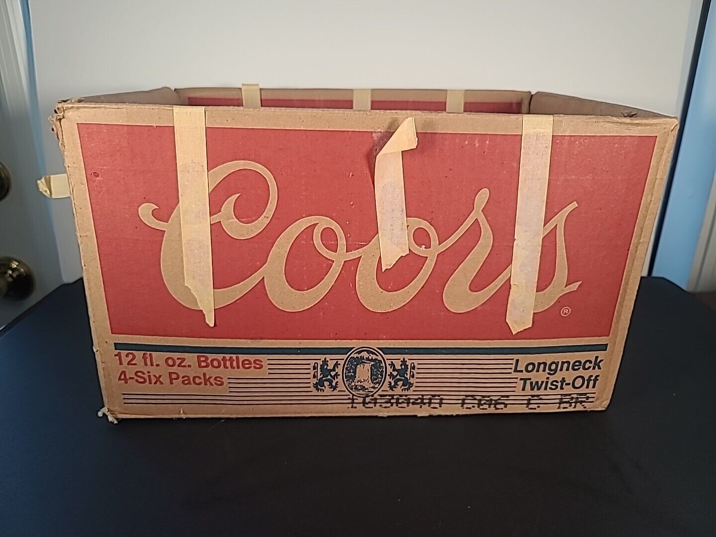VINTAGE 1990's Coors Cardboard Box 4- Six Pack 12 oz Bottles Long Neck Twist-Off