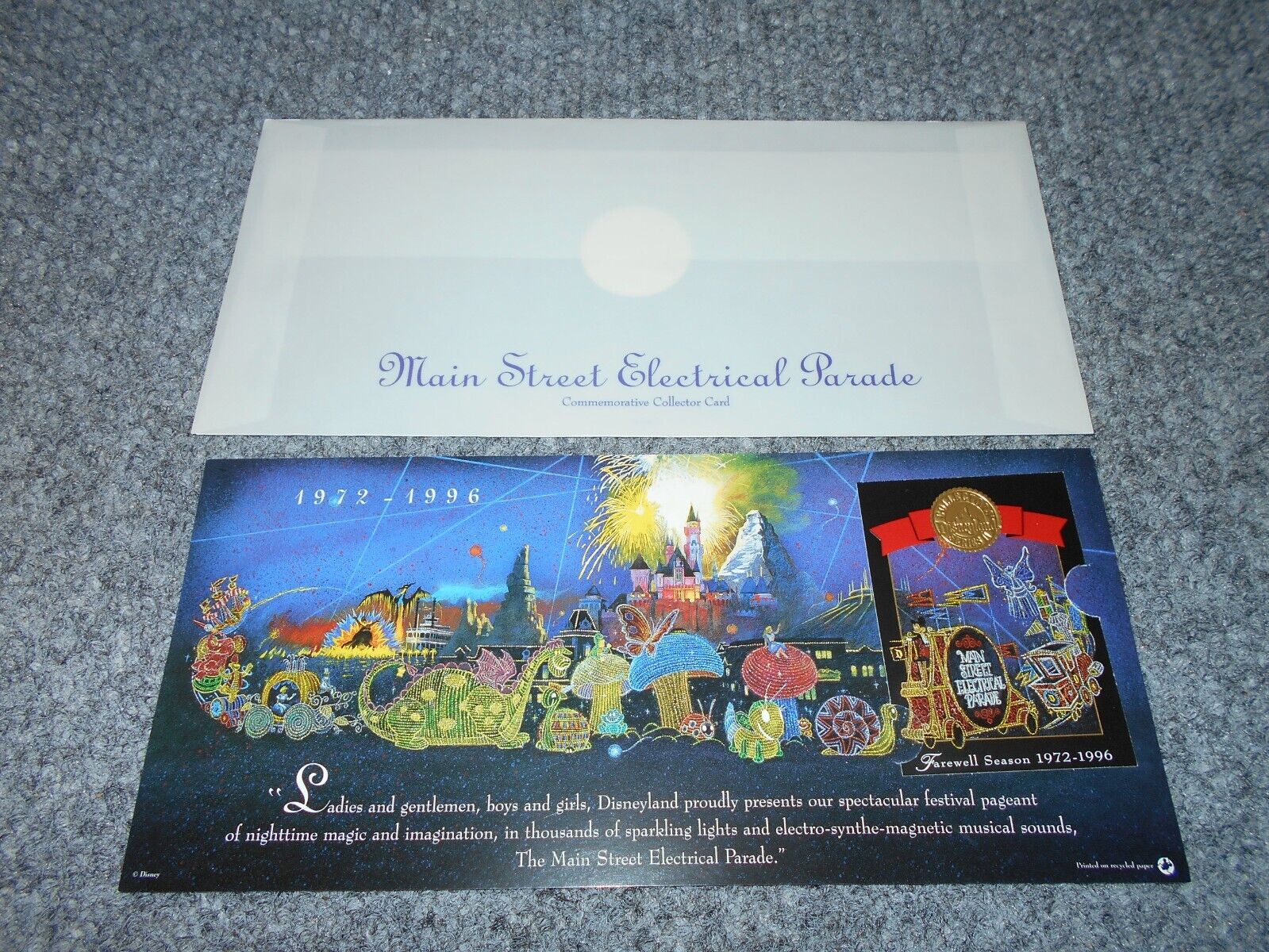 1996 DISNEYLAND VTG MAIN STREET ELECTRICAL PARADE TRADING CARD                