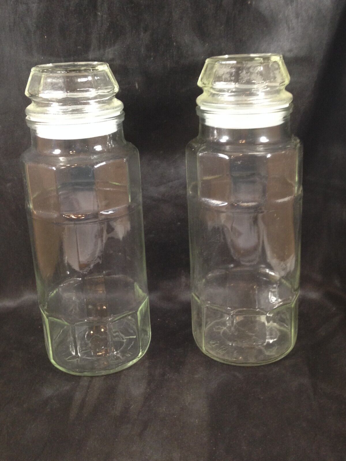 Pair of Vintage Planters Peanuts Clear Glass Canisters with Lids