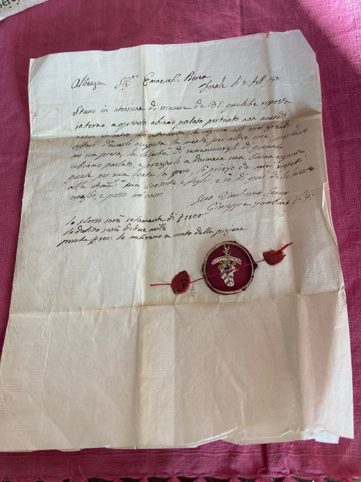 RARE ANCIENT 1° class RELIC Francis de Sales : Document + wax seal Feb 4, 1810
