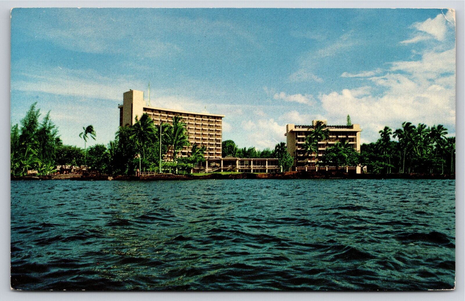 Hilo Hawaii~Ships Eye View Of Beautiful New Naniloa Hotel Bldg~Vintage Postcard