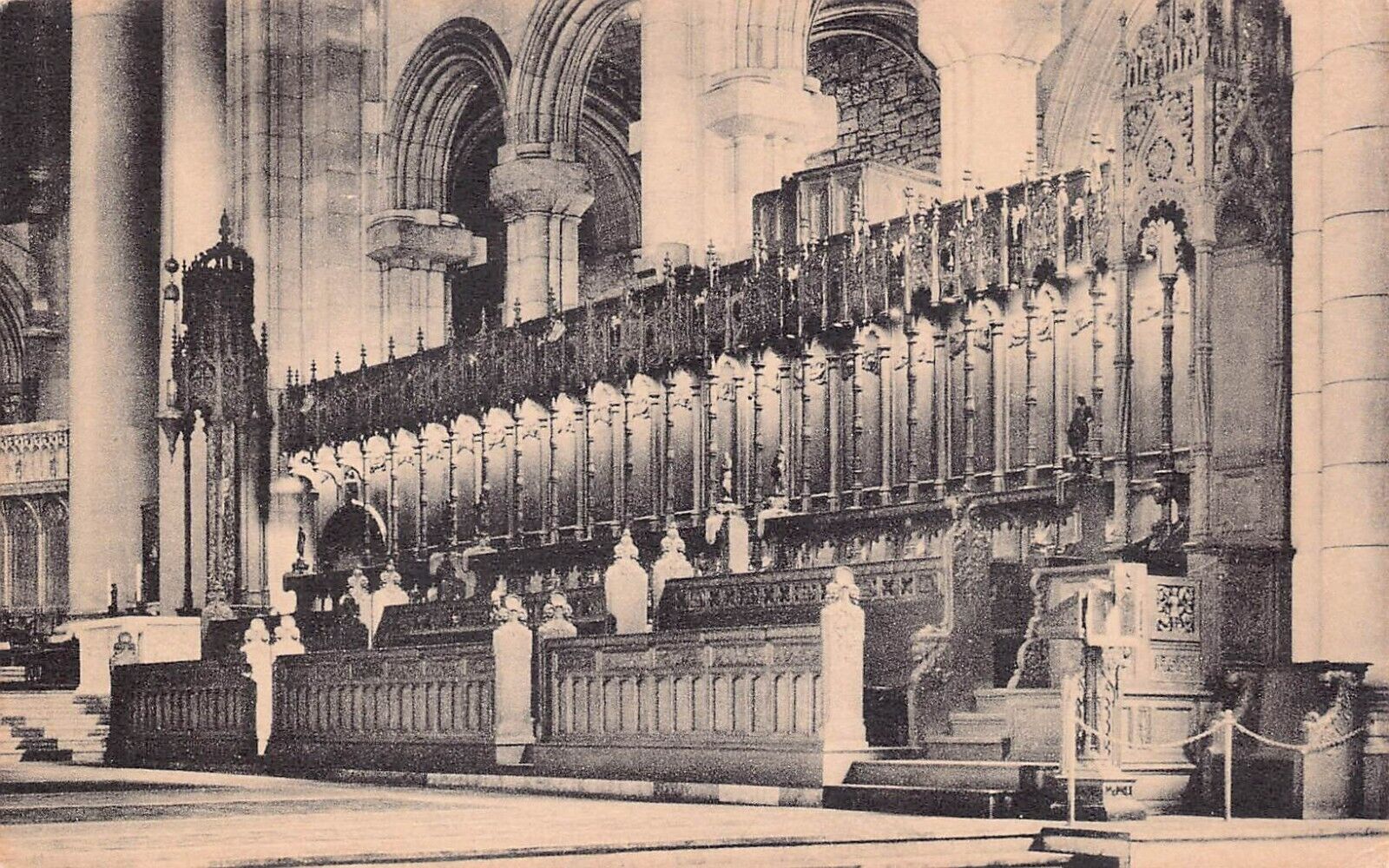 New York City Cathedral Church of St John the Divine Interior Vtg Postcard B2