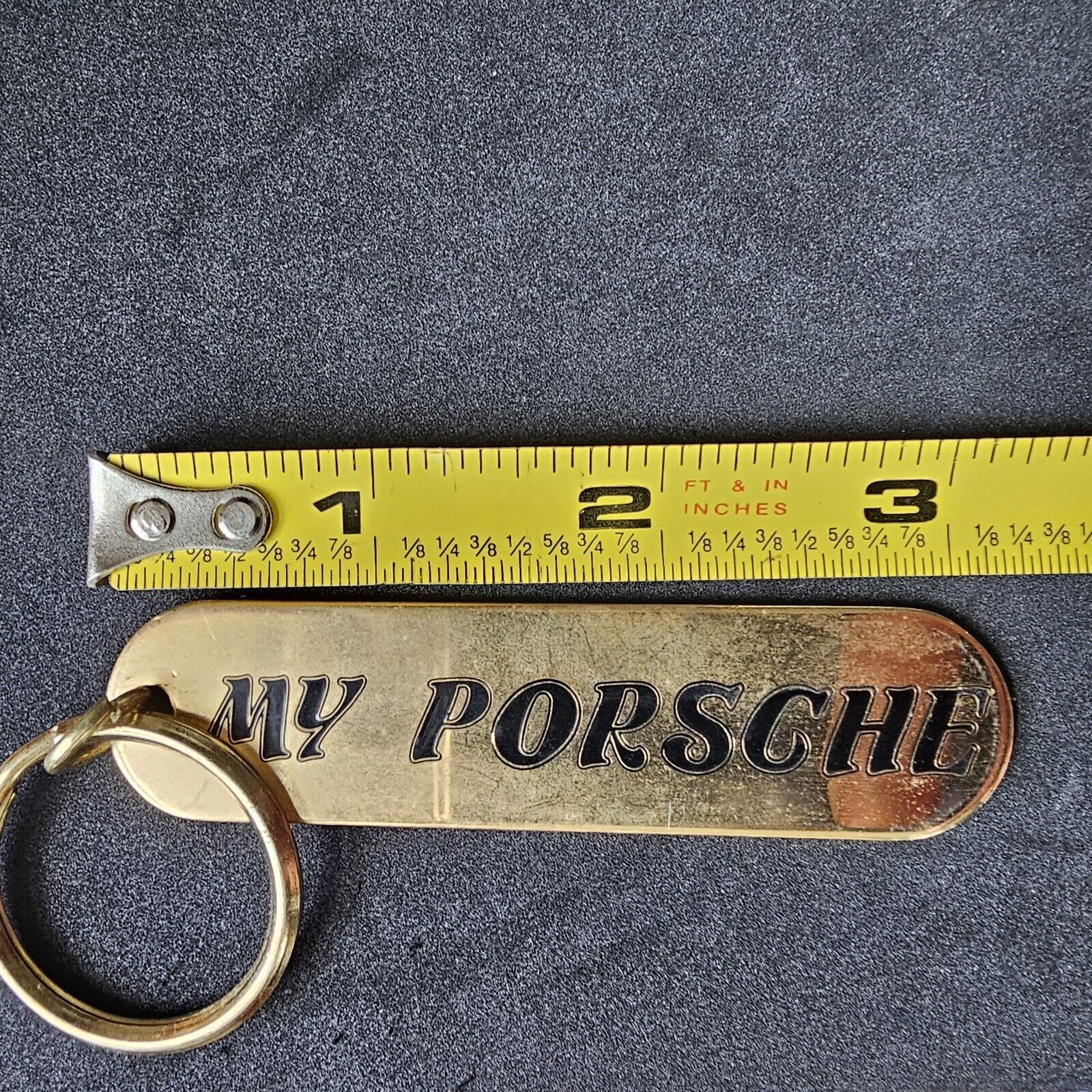 Vtg 1983 My PORSCHE  Gold Tone Car Key Ring Fob Centennia 3\