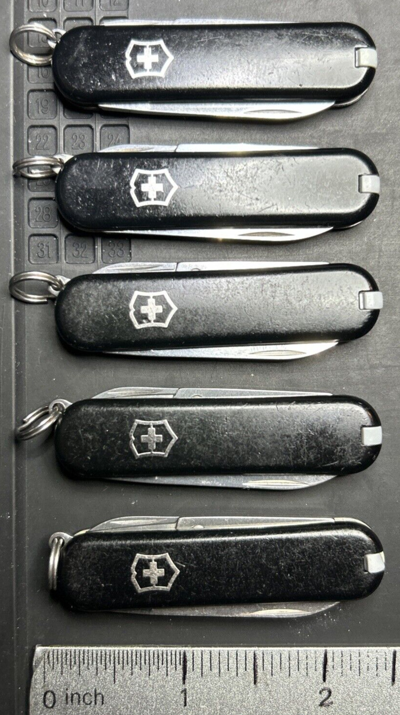Lot of 5 Victorinox Classic SD Swiss Army Knives Black Great USED Condition