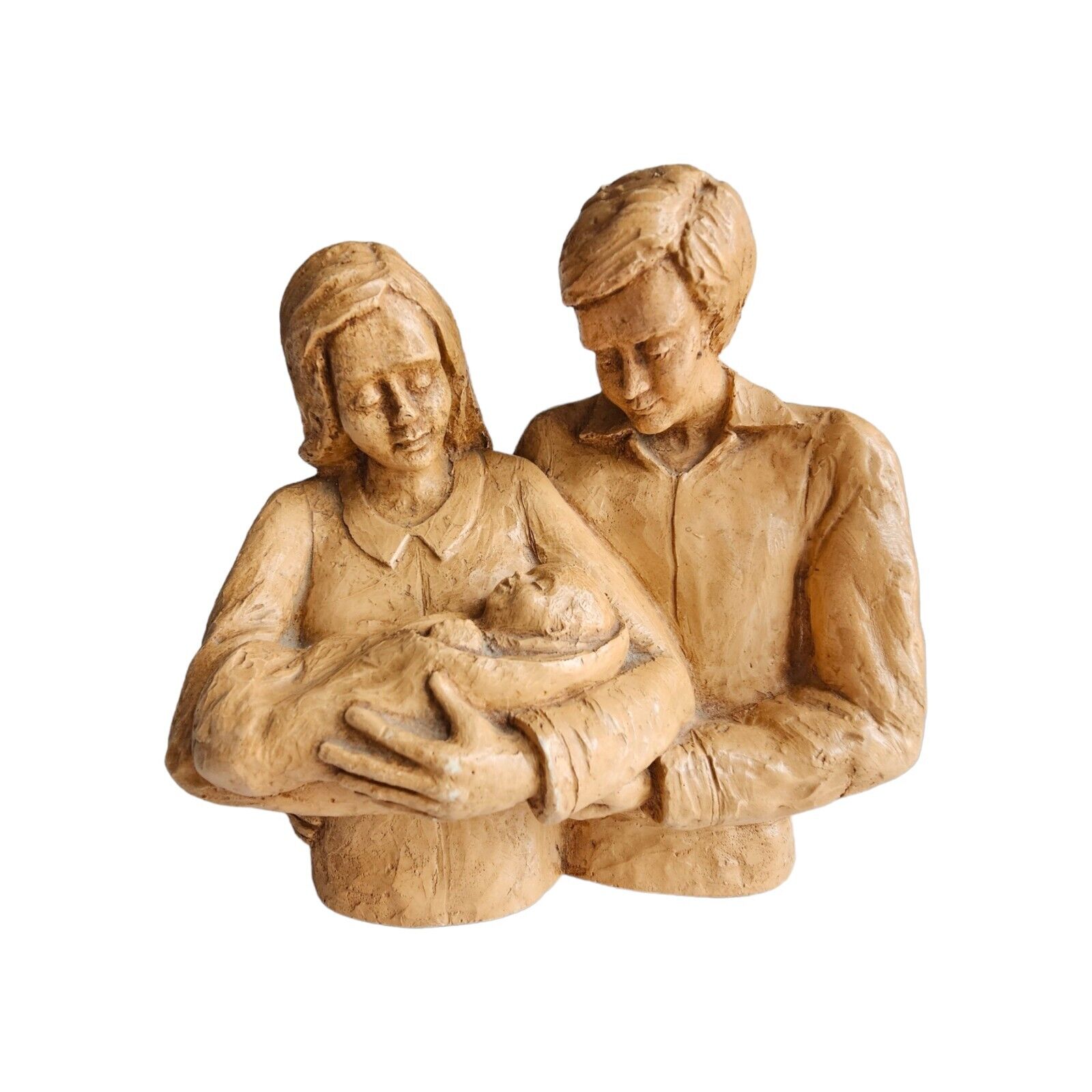 Loving Family Of 3 New Baby Resin Statue Mom, Dad, And Newborn 