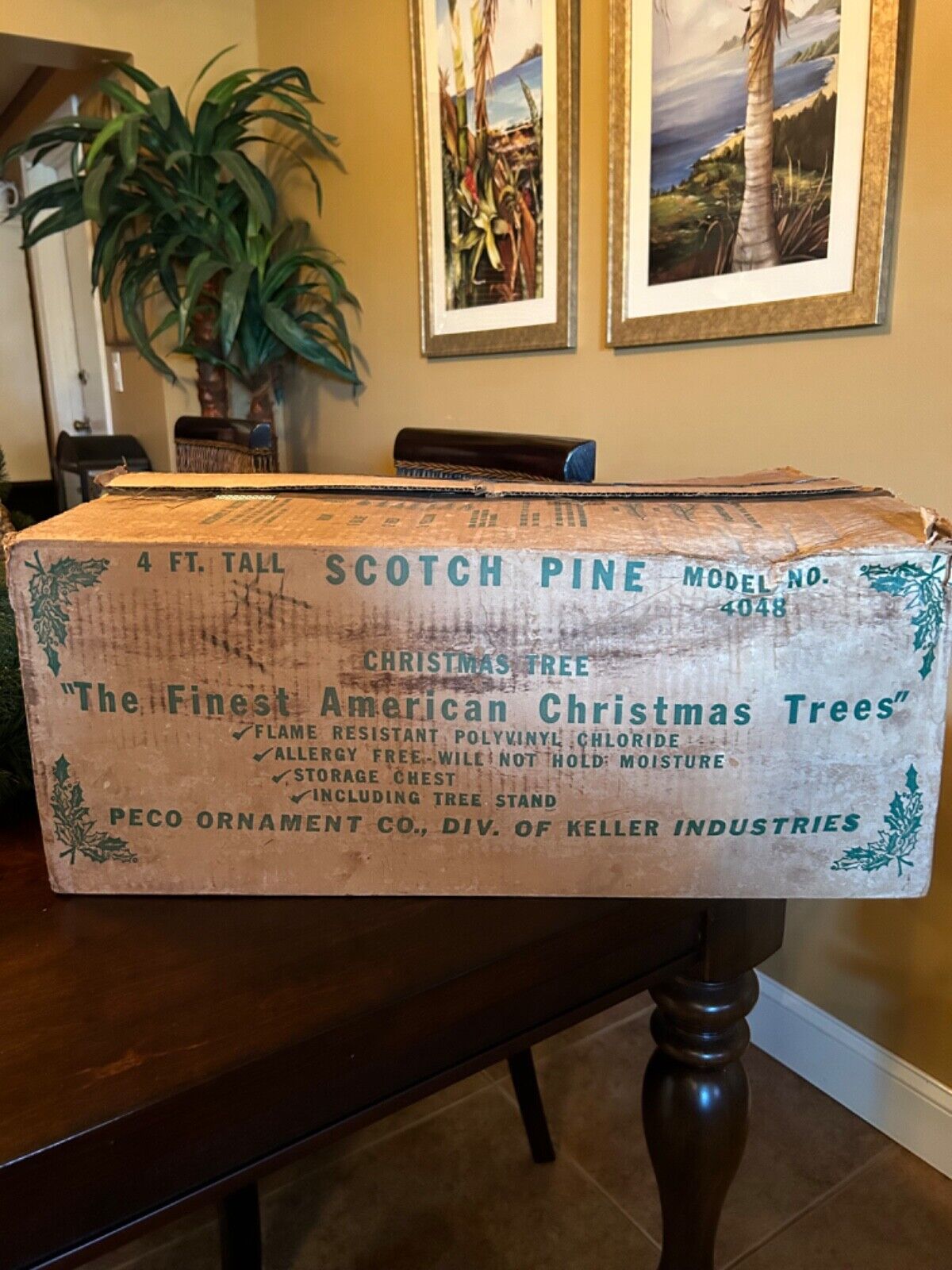 Vintage Peco 4ft Scotch Pine Bottle Brush Christmas Tree  New Old Stock in Box