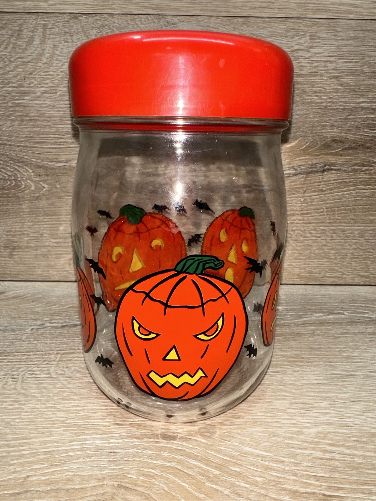 Vintage 1980's Glass Halloween 1L Covered Jar