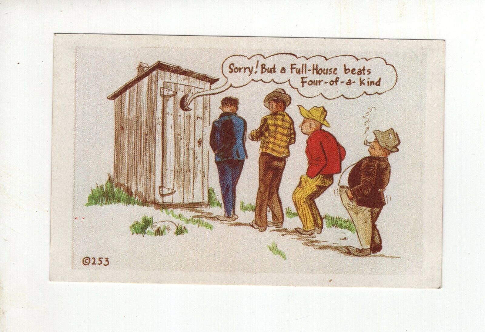 Vintage Comic Post Card - Sorry But a Full-House beats Four-of-a-Kind